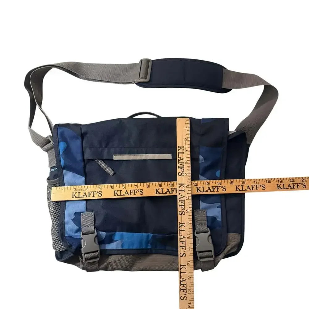 Lands' End Kids Messenger Bag Blue Camouflage School Laptop Bag